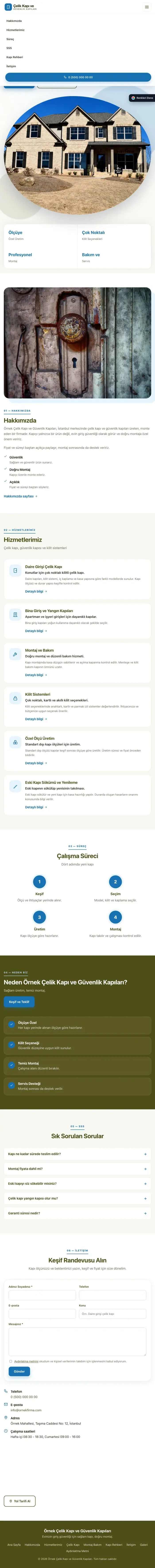 Tek Sayfa Zeytin Mavi – Çelik Kapı ve Güvenlik Kapıları Web Sitesi tablet görünümü