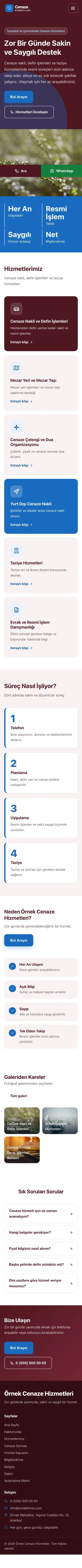 Blok Bordo Mavi – Cenaze Hizmetleri Web Sitesi mobil görünümü