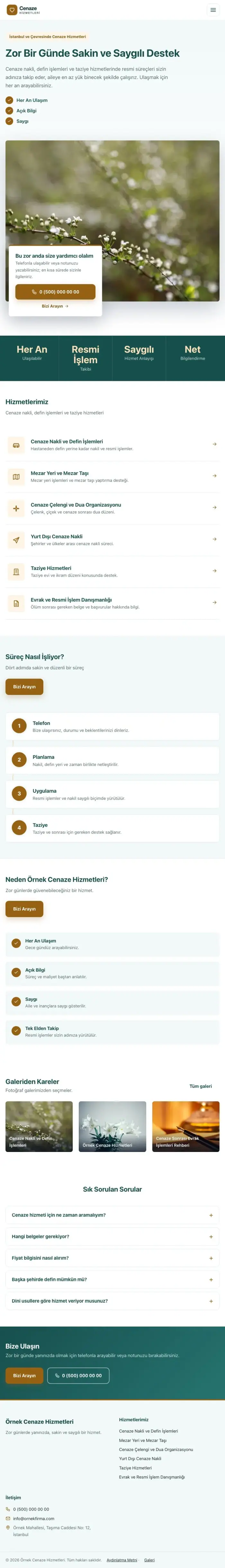 Bölünmüş Petrol Turuncu – Cenaze Hizmetleri Web Sitesi tablet görünümü
