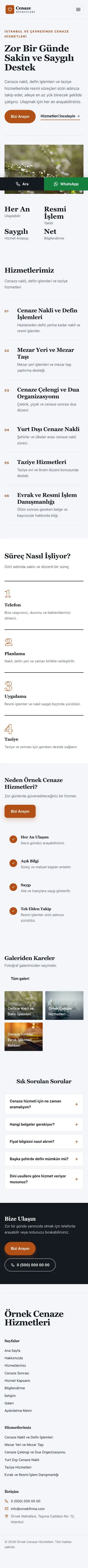 Dergi Editoryal Mavi Turuncu – Cenaze Hizmetleri Web Sitesi mobil görünümü