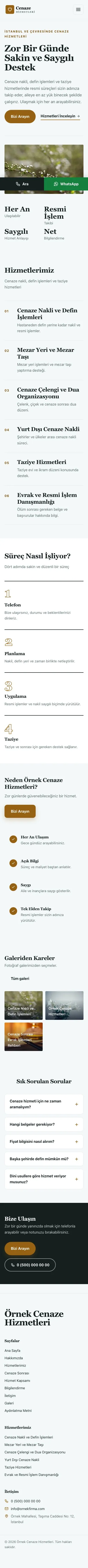 Dergi Editoryal Petrol Turuncu – Cenaze Hizmetleri Web Sitesi mobil görünümü