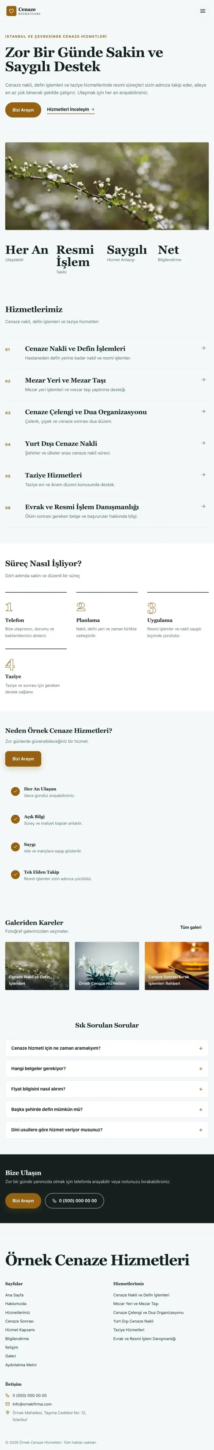 Dergi Editoryal Petrol Turuncu – Cenaze Hizmetleri Web Sitesi tablet görünümü
