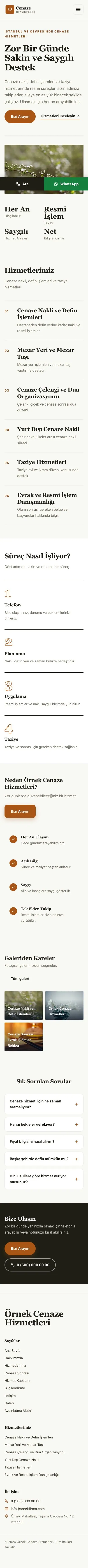 Dergi Editoryal Zeytin Turuncu – Cenaze Hizmetleri Web Sitesi mobil görünümü
