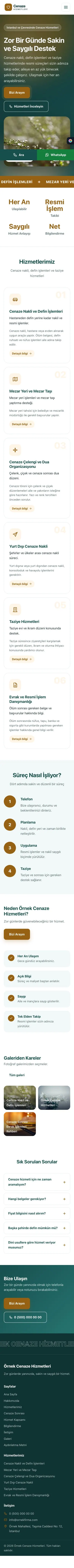 Hareketli Petrol Turuncu – Cenaze Hizmetleri Web Sitesi mobil görünümü