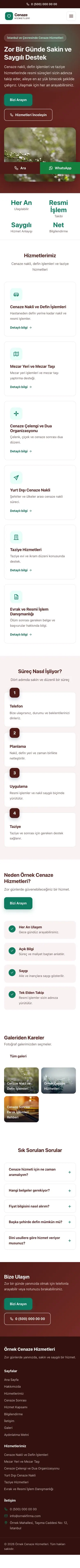 Klasik Bordo Turkuaz – Cenaze Hizmetleri Web Sitesi mobil görünümü