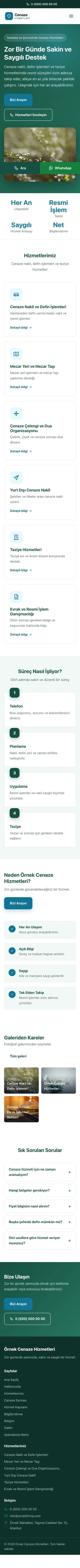Klasik Petrol Turkuaz – Cenaze Hizmetleri Web Sitesi mobil görünümü
