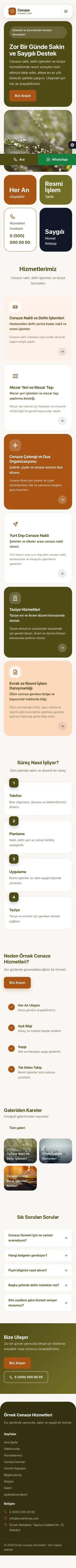 Mozaik Zeytin Turuncu – Cenaze Hizmetleri Web Sitesi mobil görünümü