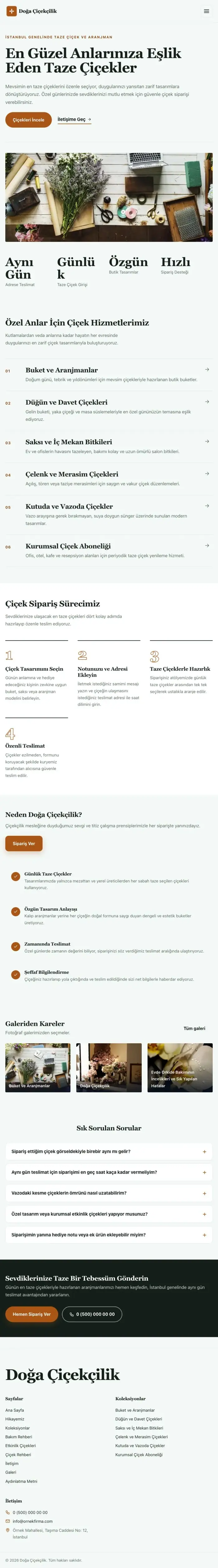 Editoryal Yeşil Turuncu – Çiçekçi Web Sitesi tablet görünümü