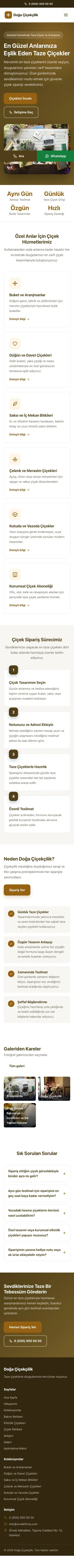 Klasik Kahve Turuncu – Çiçekçi Web Sitesi mobil görünümü