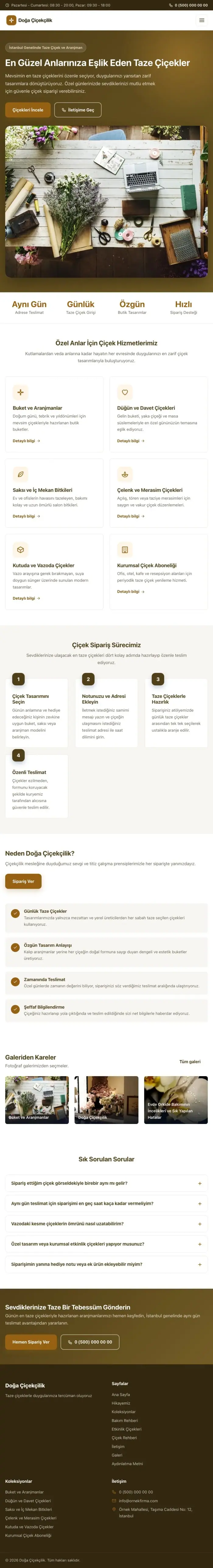 Klasik Kahve Turuncu – Çiçekçi Web Sitesi tablet görünümü