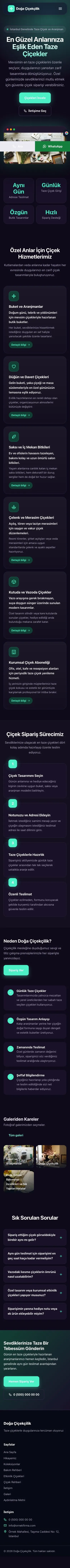 Koyu Modern Mor Turkuaz – Çiçekçi Web Sitesi mobil görünümü