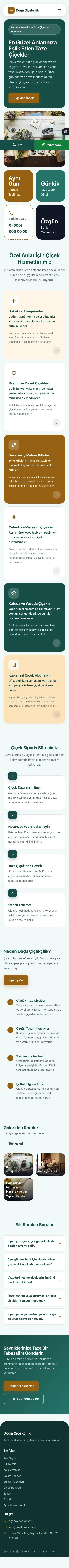 Mozaik Petrol Turuncu – Çiçekçi Web Sitesi mobil görünümü
