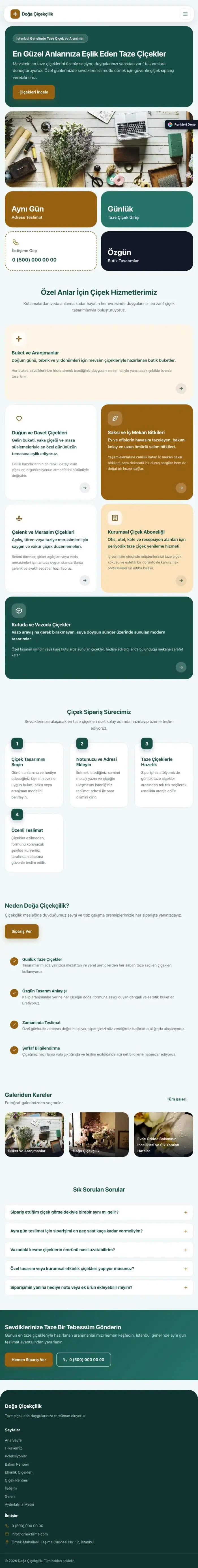 Mozaik Petrol Turuncu – Çiçekçi Web Sitesi tablet görünümü
