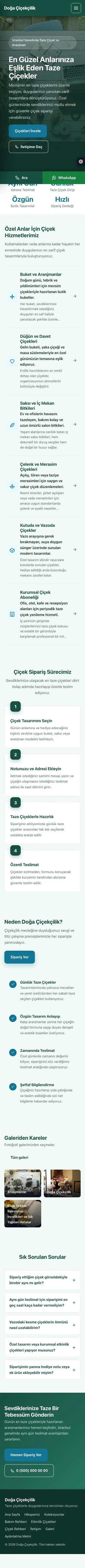 Sol Menü Petrol Turkuaz – Çiçekçi Web Sitesi mobil görünümü