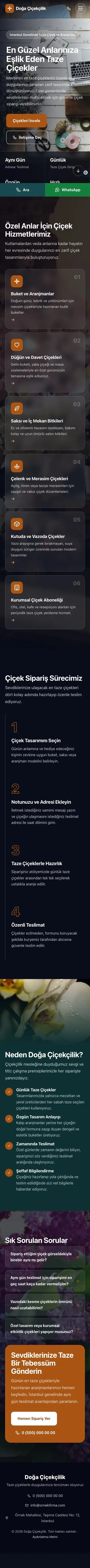 Tam Ekran Petrol Turuncu – Çiçekçi Web Sitesi mobil görünümü