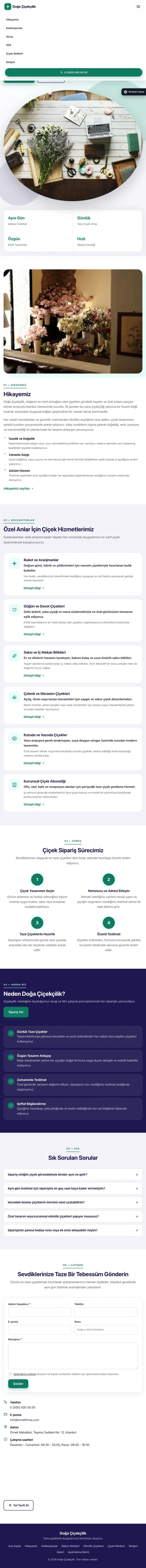 Tek Sayfa Lacivert Turkuaz – Çiçekçi Web Sitesi tablet görünümü
