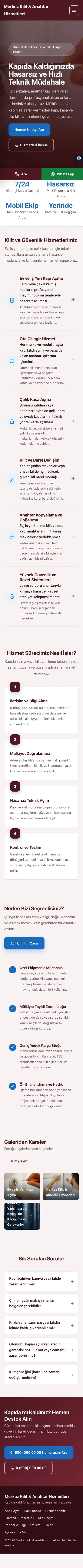 Sol Menü Bordo Mavi – Çilingir Web Sitesi mobil görünümü