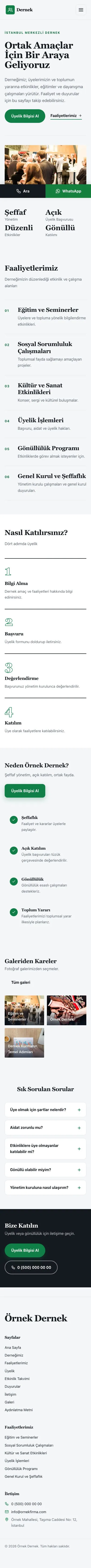 Editoryal Mavi Yeşil – Dernek Web Sitesi mobil görünümü