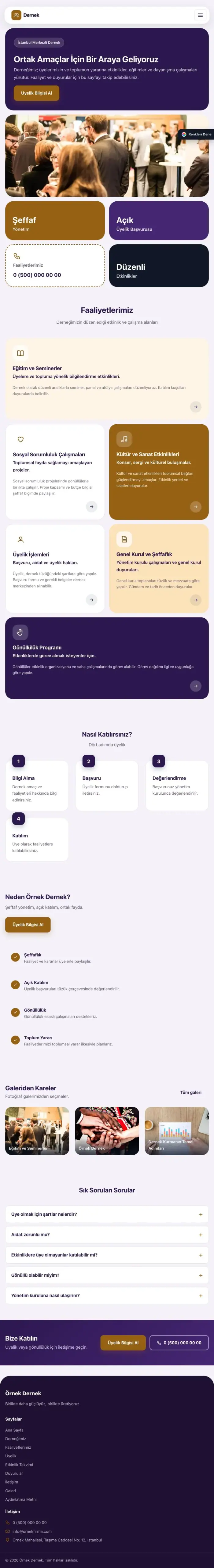Mozaik Mor Turuncu – Dernek Web Sitesi tablet görünümü