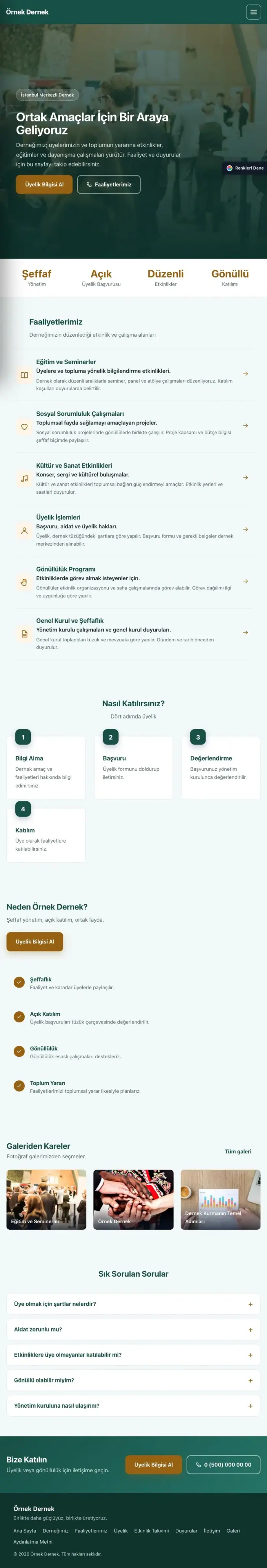 Sol Menü Petrol Turuncu – Dernek Web Sitesi tablet görünümü