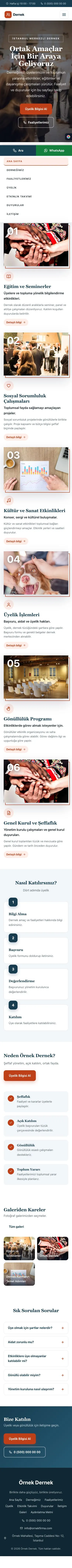 Zigzag Mavi Turuncu – Dernek Web Sitesi mobil görünümü