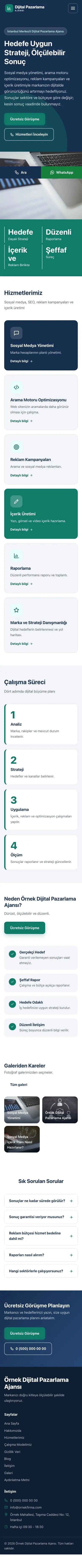 Blok Mavi Turkuaz – Dijital Pazarlama Ajansı Web Sitesi mobil görünümü