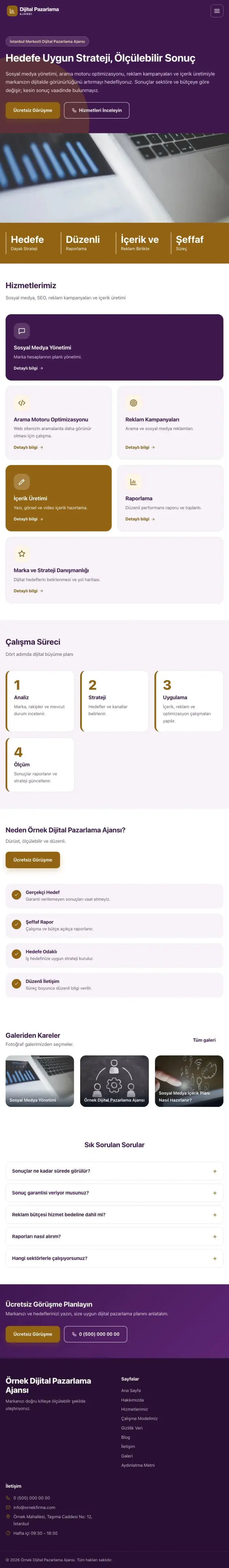 Blok Mor Turuncu – Dijital Pazarlama Ajansı Web Sitesi tablet görünümü