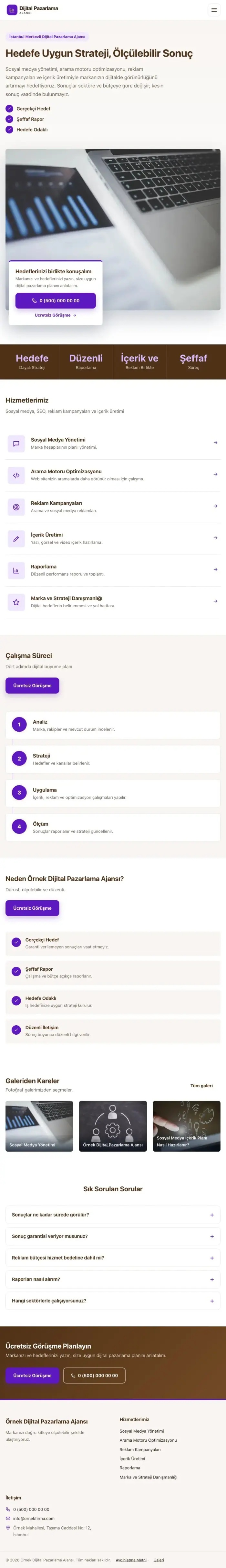 Bölünmüş Kahve Mor – Dijital Pazarlama Ajansı Web Sitesi tablet görünümü