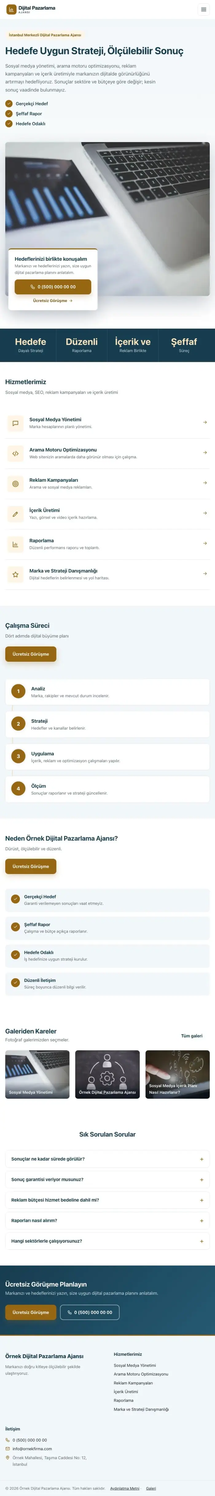 Bölünmüş Mavi Turuncu – Dijital Pazarlama Ajansı Web Sitesi tablet görünümü