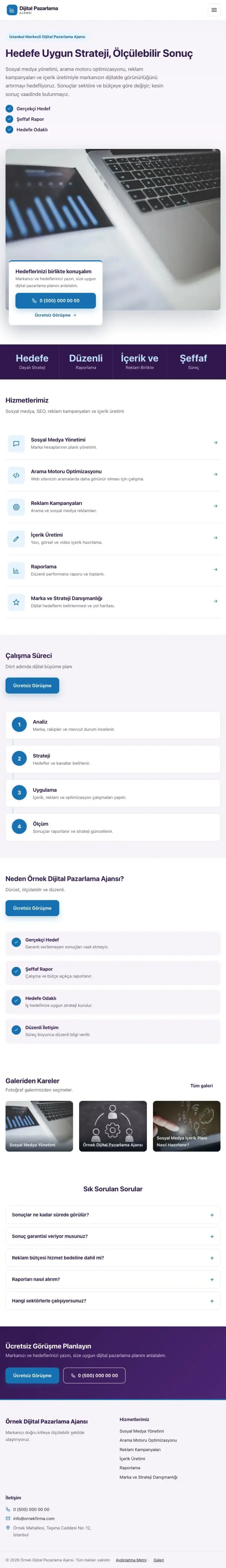 Bölünmüş Mor Mavi – Dijital Pazarlama Ajansı Web Sitesi tablet görünümü
