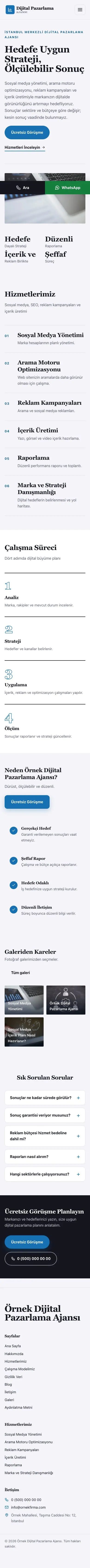 Dergi Editoryal Lacivert Mavi – Dijital Pazarlama Ajansı Web Sitesi mobil görünümü
