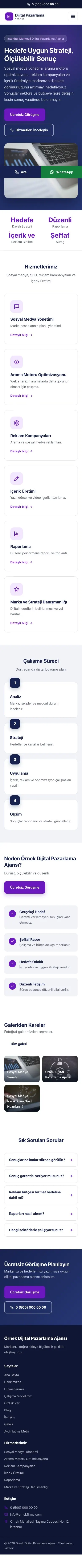Klasik Lacivert Mor – Dijital Pazarlama Ajansı Web Sitesi mobil görünümü