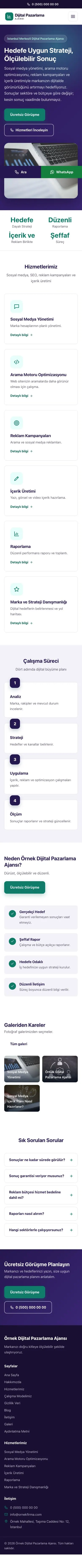 Klasik Mor Turkuaz – Dijital Pazarlama Ajansı Web Sitesi mobil görünümü