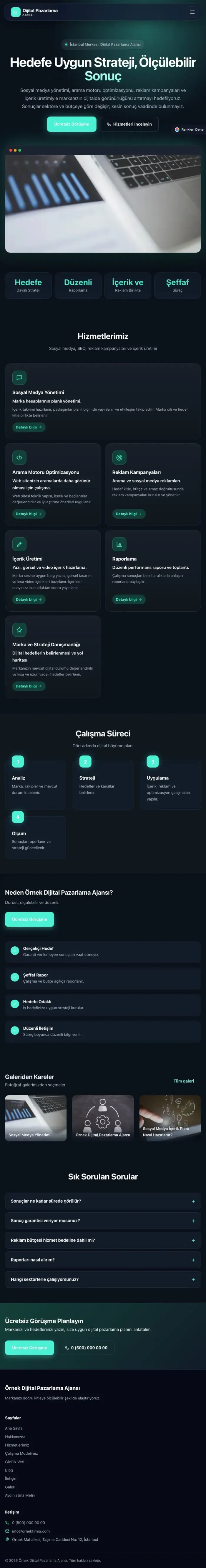 Koyu Modern Mavi Turkuaz – Dijital Pazarlama Ajansı Web Sitesi tablet görünümü