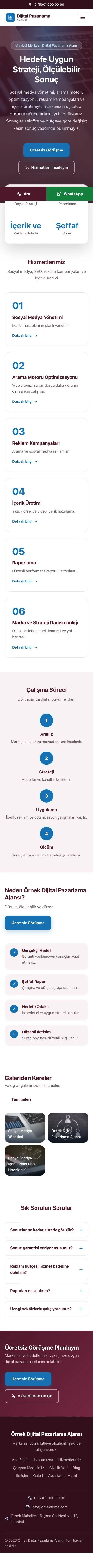 Merkez Bordo Mavi – Dijital Pazarlama Ajansı Web Sitesi mobil görünümü