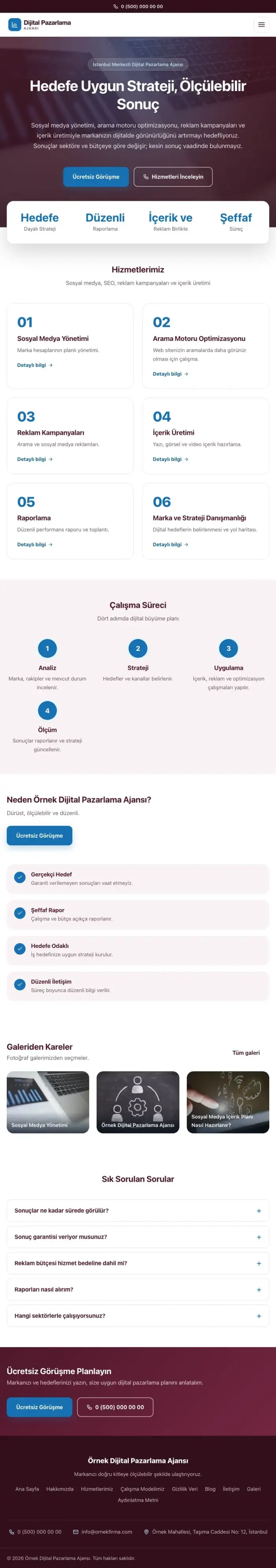 Merkez Bordo Mavi – Dijital Pazarlama Ajansı Web Sitesi tablet görünümü