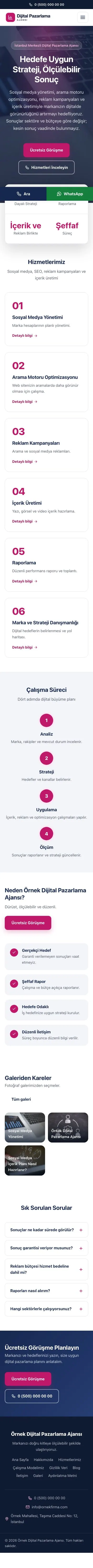 Merkez Mavi Pembe – Dijital Pazarlama Ajansı Web Sitesi mobil görünümü