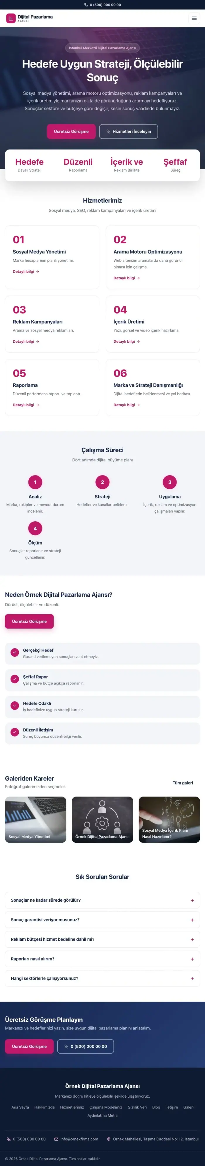 Merkez Mavi Pembe – Dijital Pazarlama Ajansı Web Sitesi tablet görünümü
