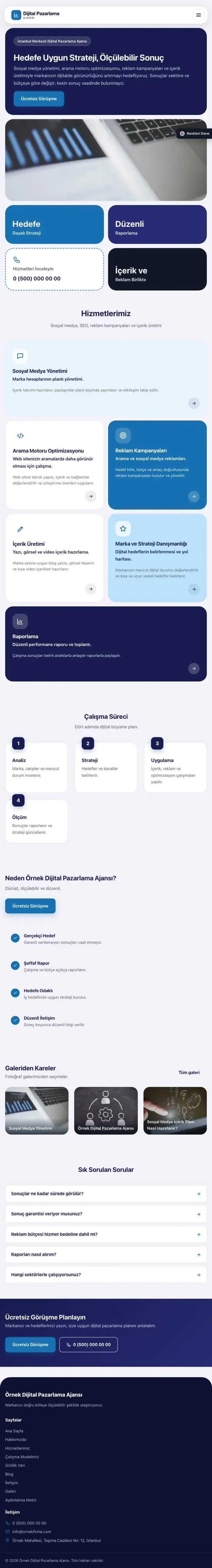 Mozaik Lacivert Mavi – Dijital Pazarlama Ajansı Web Sitesi tablet görünümü