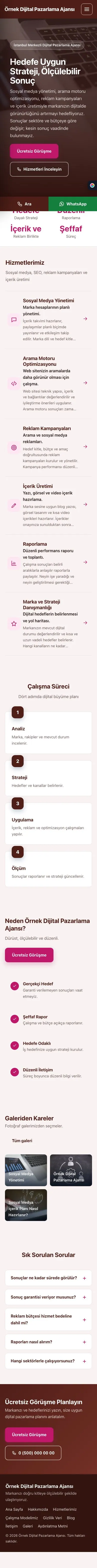 Sol Menü Bordo Pembe – Dijital Pazarlama Ajansı Web Sitesi mobil görünümü