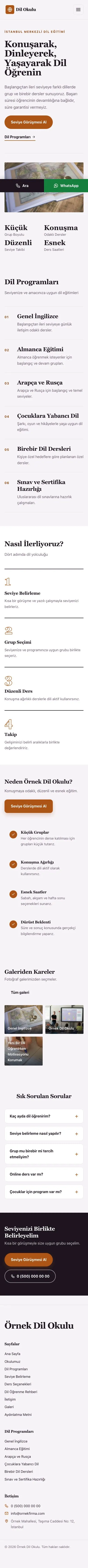 Editoryal Mor Turuncu – Dil Okulu Web Sitesi mobil görünümü