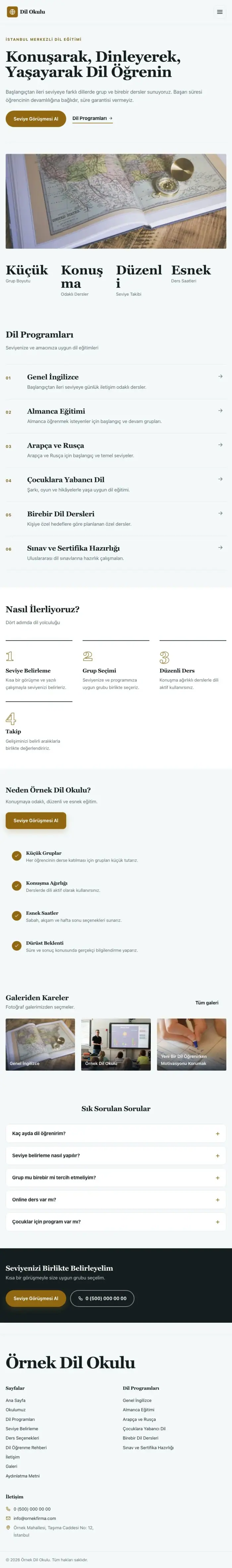 Editoryal Petrol Amber – Dil Okulu Web Sitesi tablet görünümü