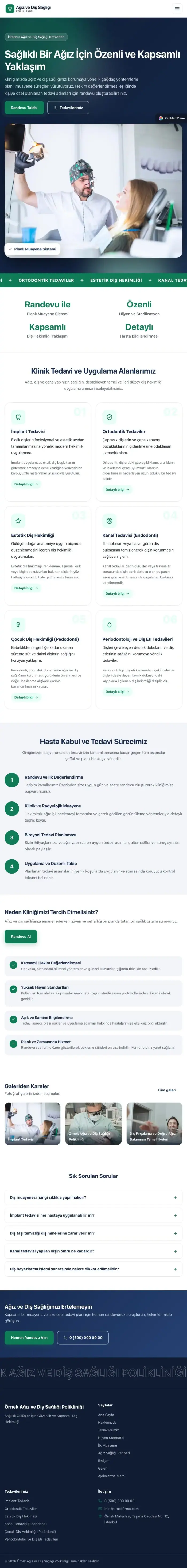 Hareketli Mavi Turkuaz – Diş Hekimi Web Sitesi tablet görünümü