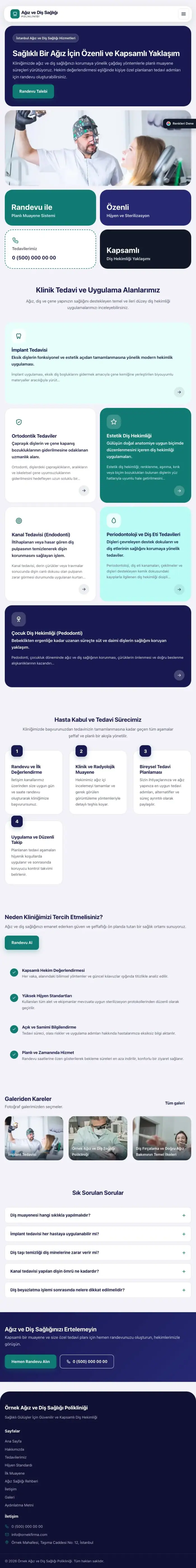 Mozaik Tasarım – Diş Hekimi Web Sitesi tablet görünümü