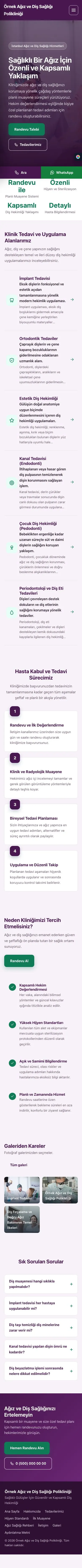 Sol Menü Mor Turkuaz – Diş Hekimi Web Sitesi mobil görünümü