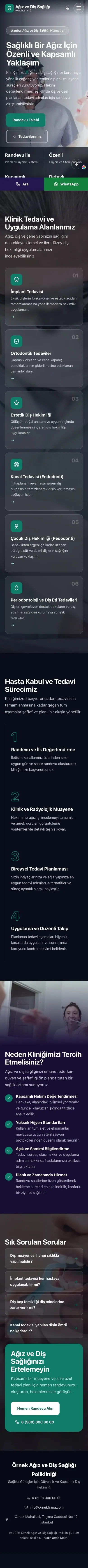 Tam Ekran Lacivert Turkuaz – Diş Hekimi Web Sitesi mobil görünümü