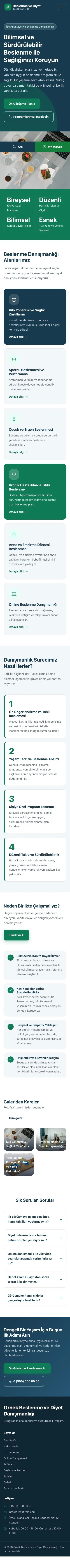 Blok Mavi Turkuaz – Diyetisyen Web Sitesi mobil görünümü