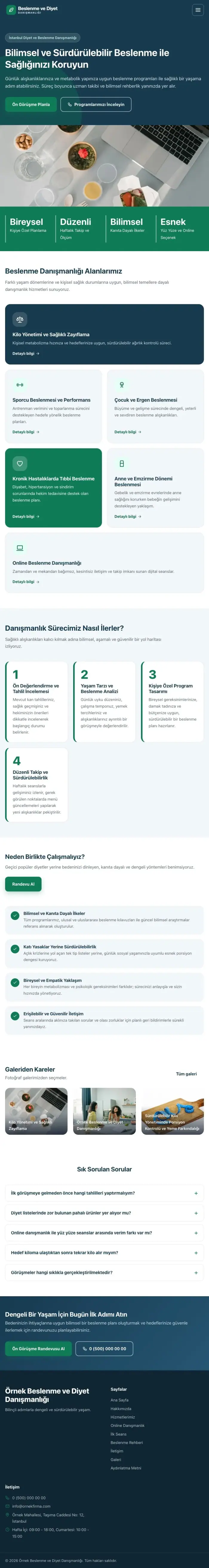 Blok Mavi Turkuaz – Diyetisyen Web Sitesi tablet görünümü