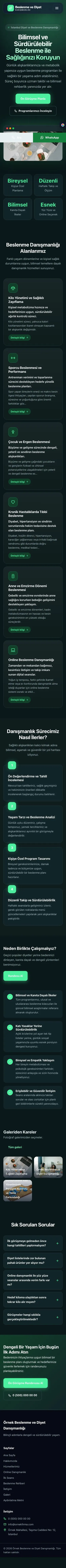 Koyu Modern Petrol Yeşil – Diyetisyen Web Sitesi mobil görünümü