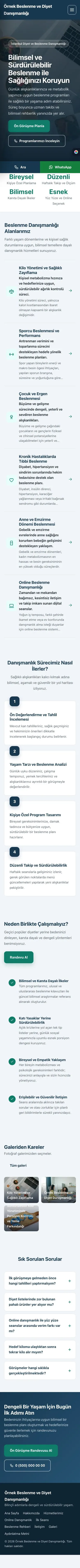 Sol Menü Mavi Turkuaz – Diyetisyen Web Sitesi mobil görünümü